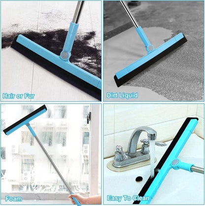 95 cm Water Scraper with Telescopic Handle, Rotatable for Wet and Dry Use, Compatible with Floors, Tiles, Windows and Showers, Blue.