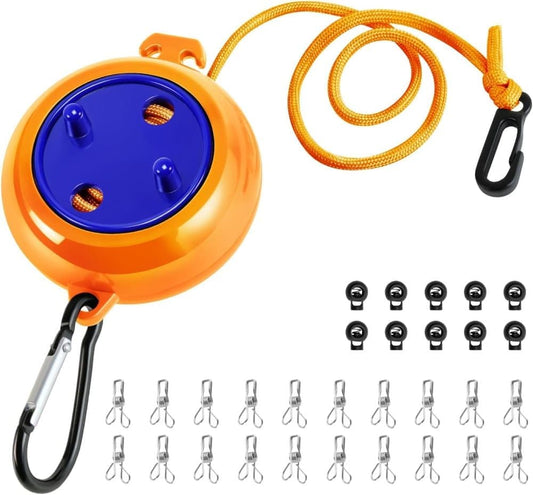 10m Retractable Clothesline Portable for Indoors Outdoors Travel Camping Hotels Gardens, 10m Orange
