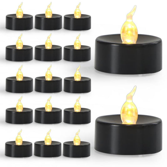 12-Pack Battery Operated LED Tea Lights with 3D Flame, Realistic Flashing LED Wishing Lights, Flameless Candles for Halloween Party Decoration