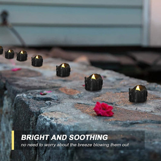 12-Pack Battery Operated LED Tea Lights with 3D Flame, Flameless Candles for Halloween and Party Decoration
