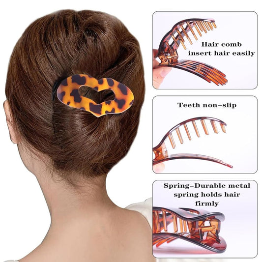 4-Pack Flat Hair Clips, Multicolored, Strong Grip Comfortable Design for Thin and Thick Hair, Oval/Square.