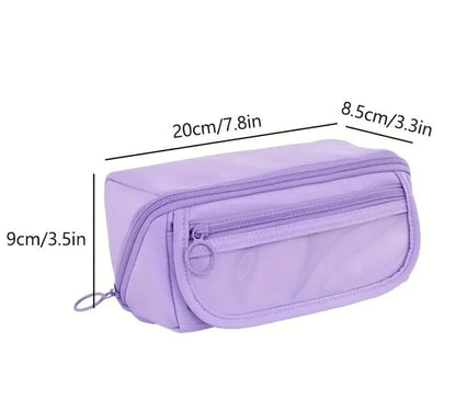 Waterproof Pencil Case with Zipper, Large Multifunctional Travel Pencil Box for Students and Office, Pink