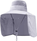 Foldable Sun Hat with Neck Protection UV Protection Fishing and Hiking Cap, Light Gray