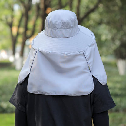 Foldable Sun Hat with Neck Protection UV Protection Fishing and Hiking Cap, Light Gray