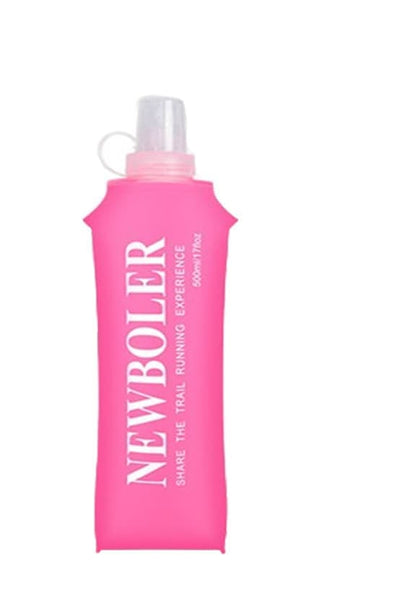 150ml 250ml 500ml Foldable Water Bottle BPA-Free Soft Bottle for Marathons Camping Hiking, 500ML, Dark Pink.