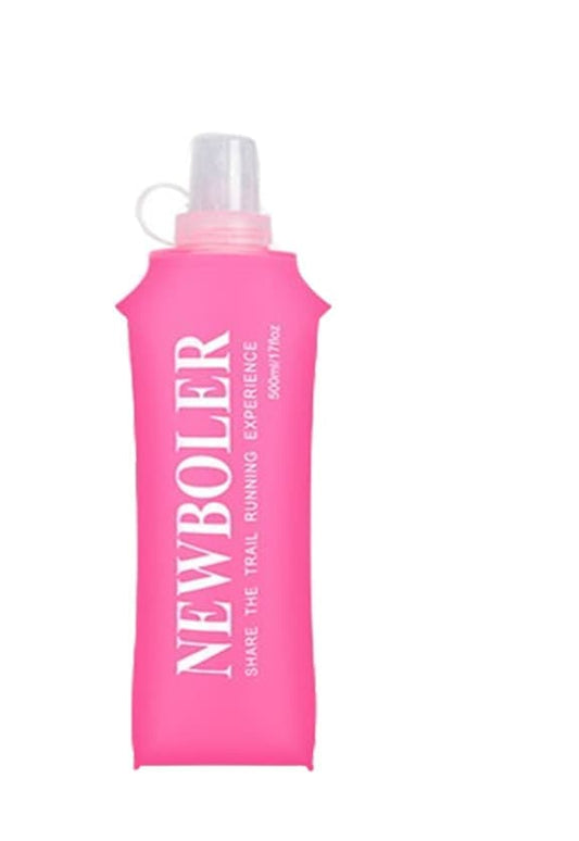 150ml 250ml 500ml Foldable Water Bottle BPA-Free Soft Bottle for Marathons Camping Hiking, 500ML, Dark Pink.
