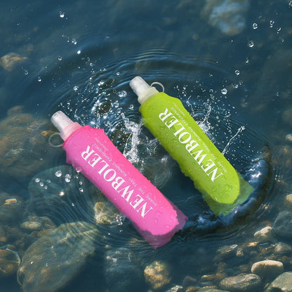 150ml 250ml 500ml Foldable Water Bottle BPA-Free Soft Bottle for Marathons Camping Hiking, 500ML, Dark Pink.