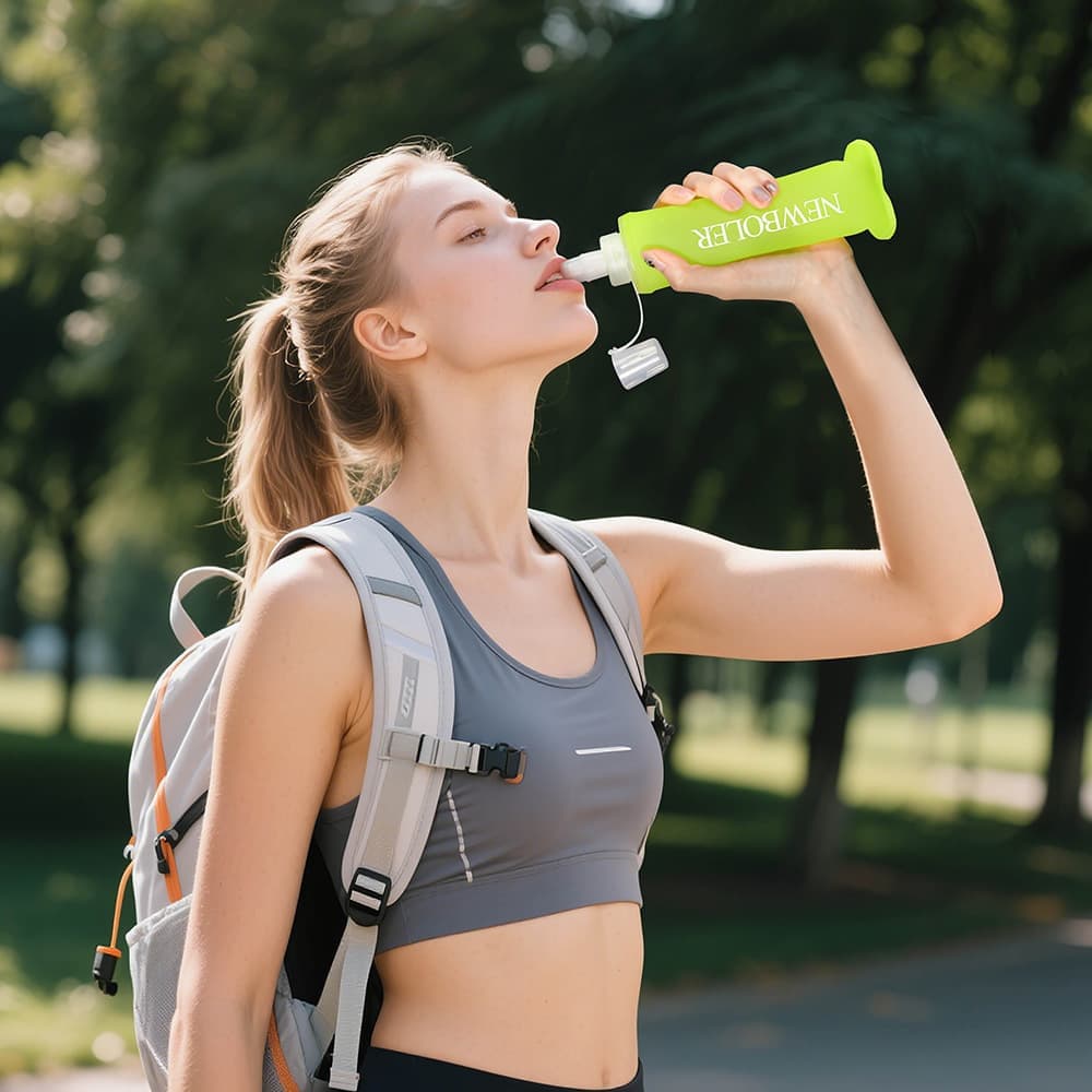 150ml 250ml 500ml Foldable Water Bottle BPA-Free Soft Bottle for Marathons Camping Hiking, 500ML, Dark Pink.