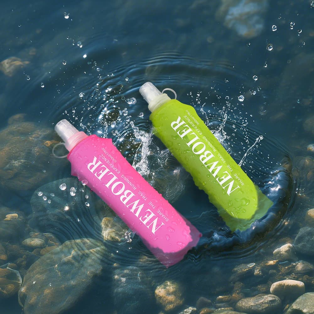 500ml Foldable Water Bottle BPA-Free Soft Bottle for Marathons Camping Hiking, Green