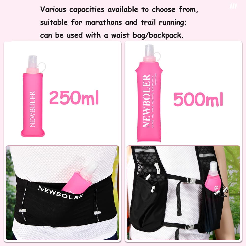 150ml Foldable Water Bottle, BPA-Free Soft Bottle for Marathons Camping Hiking, Orange