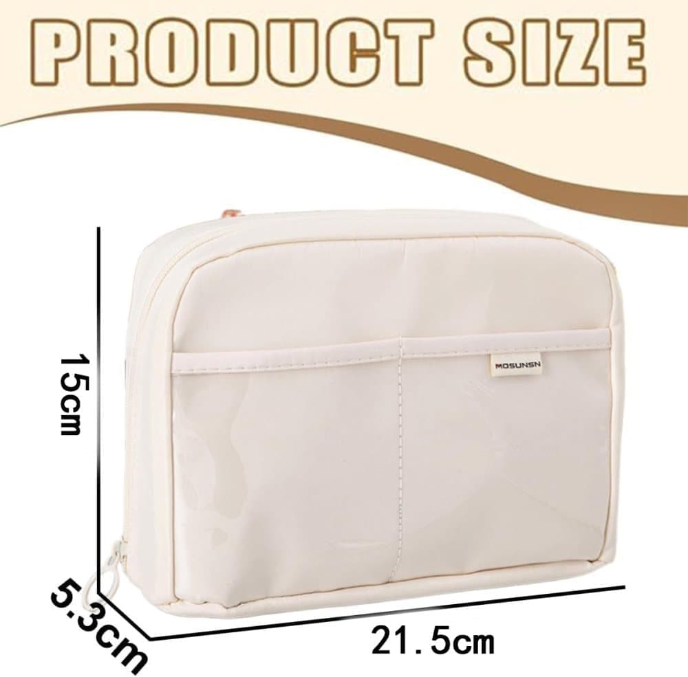 Large Capacity Pencil Case with Compartments and Zipper for School Office Travel, Blue, Multifunctional Stylish Pencil Box.