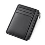 6 Card Slots Zipper Card Holder Wallet, Thin and Durable, Water Repellent and Scratch Resistant, Black