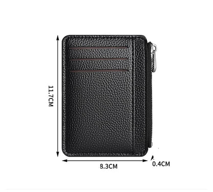 6 Card Slots Zipper Card Holder Wallet, Thin and Durable, Water Repellent and Scratch Resistant, Black