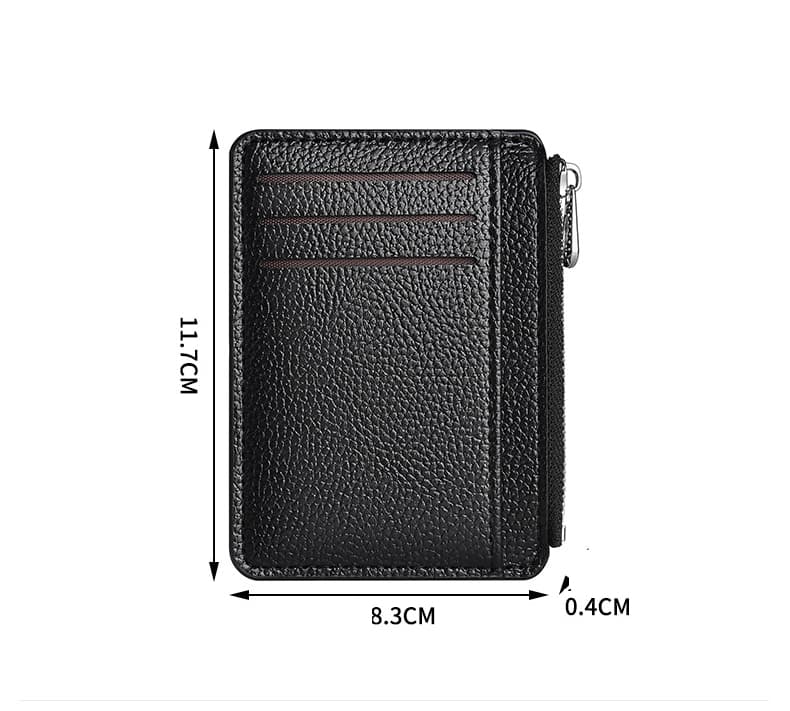 6 Card Slots Zipper Wallet, Thin Durable Water Repellent Scratch Resistant Card Holder, Easy to Carry, Red