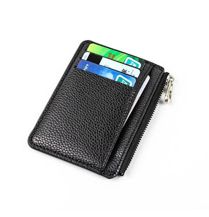 6 Card Slots Zipper Wallet, Thin Durable Water Repellent Scratch Resistant Card Holder, Easy to Carry, Red