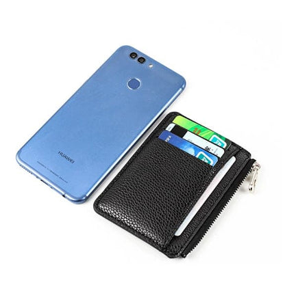 6 Card Slots Zipper Wallet, Thin Durable Water Repellent Scratch Resistant Card Holder, Easy to Carry, Red