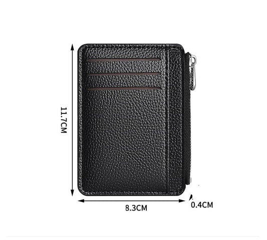 6 Card Slots Thin Zipper Wallet Water Repellent Scratch Resistant Durable Easy to Carry, Beige