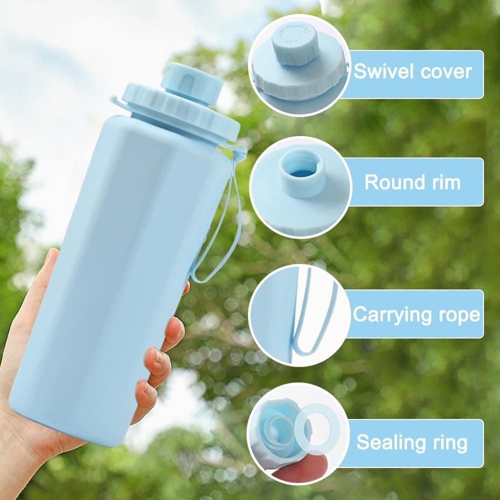 600ml Foldable Water Bottle BPA-Free Lightweight for Travel Gym Camping, Yellow