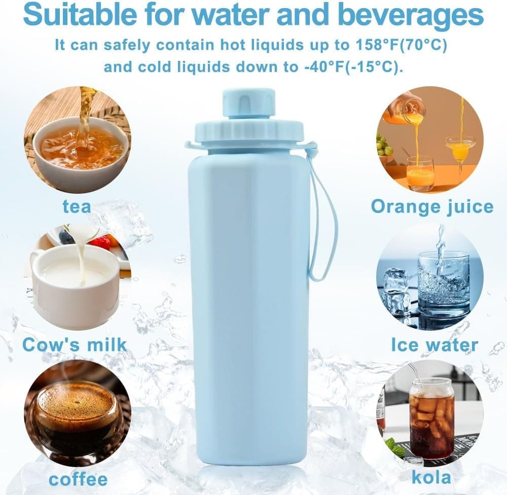600ml Foldable Water Bottle BPA-Free Lightweight for Travel Gym Camping, Yellow