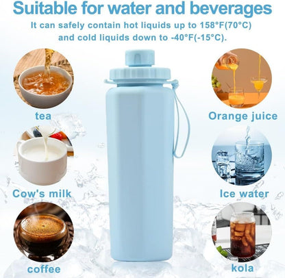 600ml Foldable Water Bottle BPA-Free Lightweight for Travel Gym Camping, Yellow