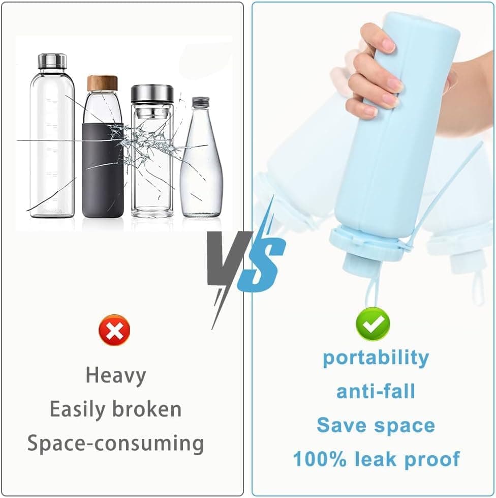 600ml Foldable Water Bottle BPA-Free Lightweight for Travel Gym Camping, Yellow
