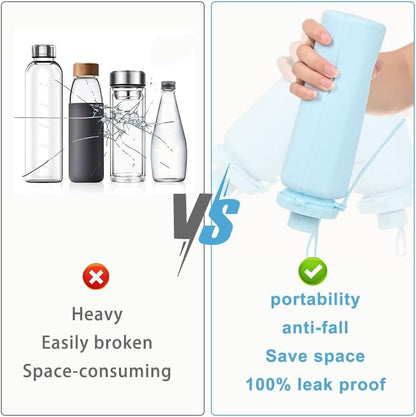 600ml Foldable Water Bottle BPA-Free Lightweight for Travel Gym Camping, Yellow