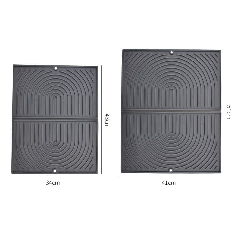Non-Slip Silicone Kitchen Counter Mat, Foldable Water Drainage Wiping Mat, Grey, 43cm x 34cm