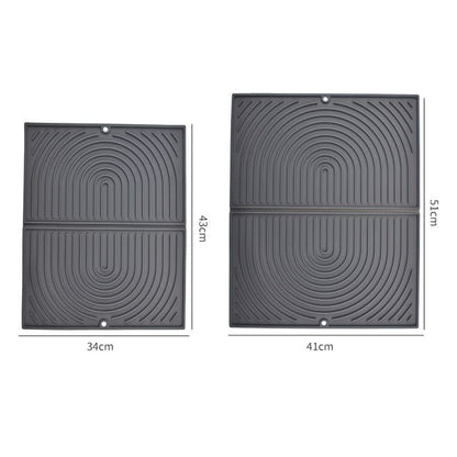 Non-Slip Silicone Kitchen Counter Mat, Foldable Water Drainage Wiping Mat, Grey, 43cm x 34cm