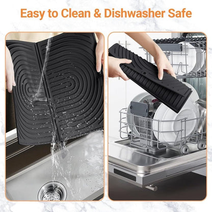 Non-Slip Silicone Kitchen Counter Mat, Foldable Water Drainage Wiping Mat, Grey, 43cm x 34cm