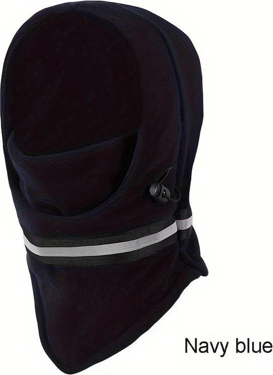 Adjustable Fleece Balaclava With Reflective Safety Strip | Neck Warmer | Windproof | UV Protection | Ski Mask | Scooter Mask | Winter Mask | Winter Hat | Dark Blue.