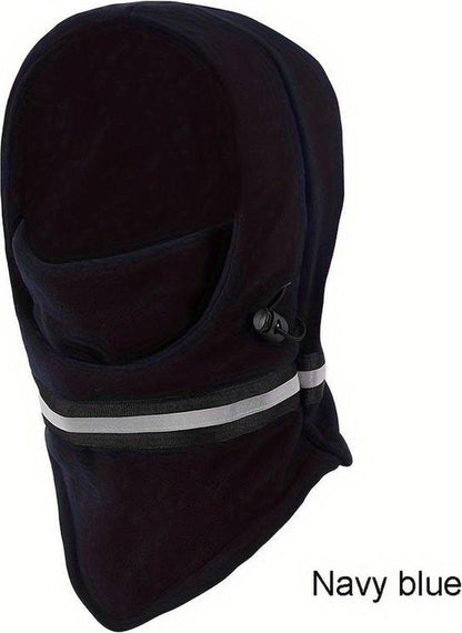 Adjustable Fleece Balaclava With Reflective Safety Strip | Neck Warmer | Windproof | UV Protection | Ski Mask | Scooter Mask | Winter Mask | Winter Hat | Dark Blue.