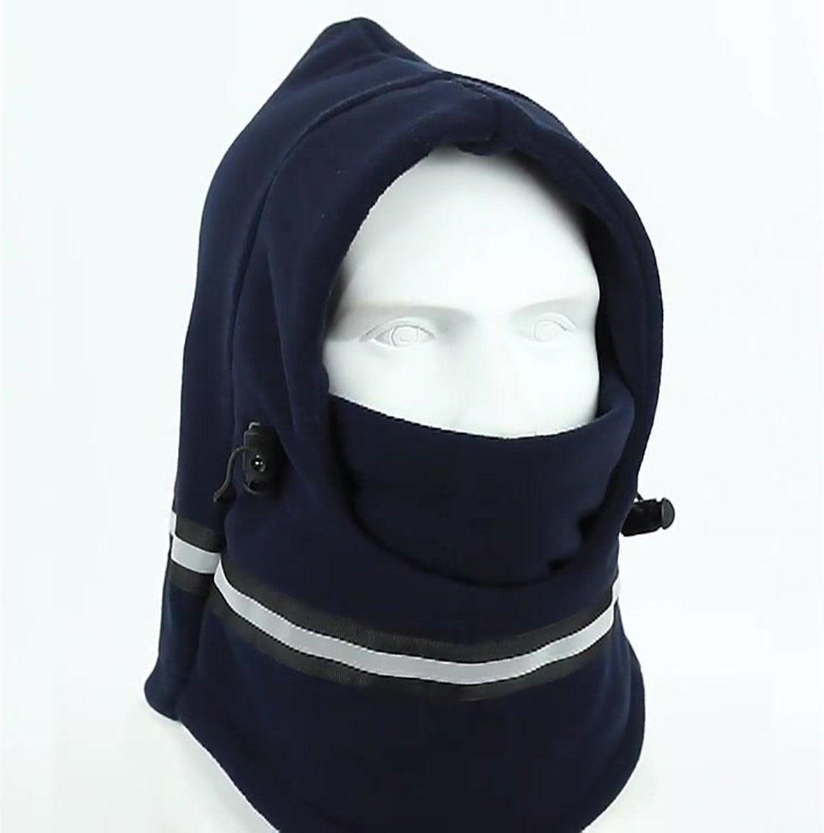 Adjustable Fleece Balaclava With Reflective Safety Strip | Neck Warmer | Windproof | UV Protection | Ski Mask | Scooter Mask | Winter Mask | Winter Hat | Dark Blue.