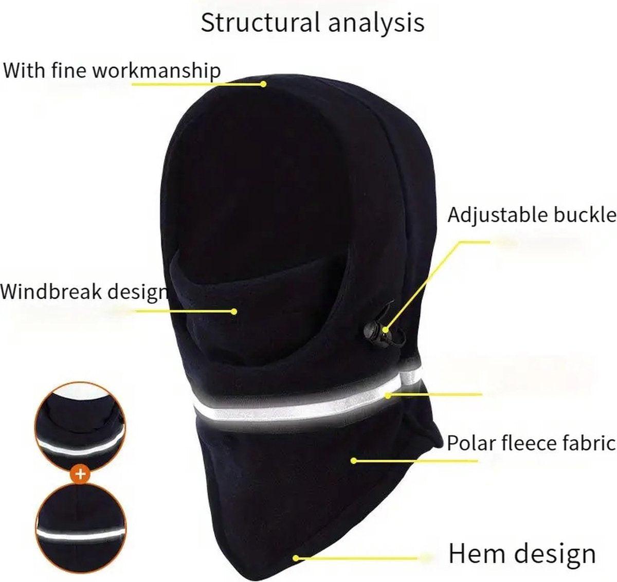 Adjustable Fleece Balaclava With Reflective Safety Strip | Neck Warmer | Windproof | UV Protection | Ski Mask | Scooter Mask | Winter Mask | Winter Hat | Dark Blue.