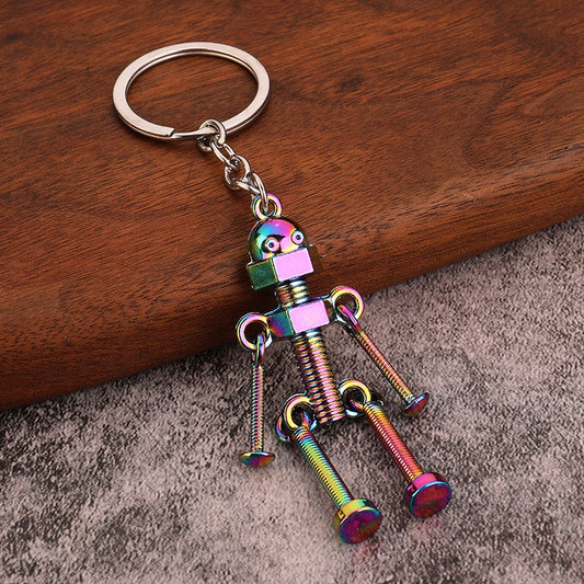 Retro Robot Keychain | Vintage Key Holder | Keychain | Screw Design | Multicolor.