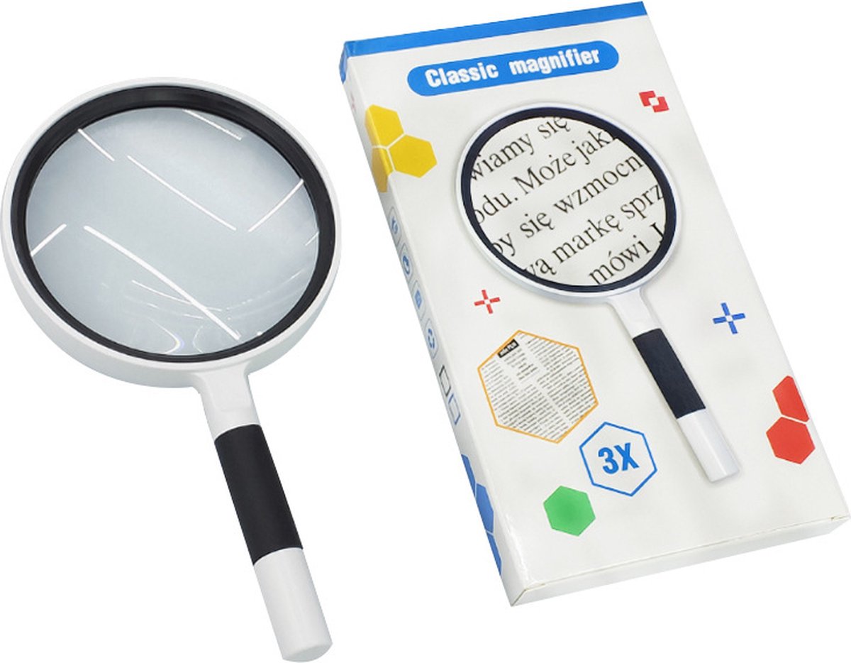 Luxury Magnifying Glass | Reading Magnifier | Handheld Magnifying Glass | Magnifying Glass | Insect Magnifying Glass | Magnifying Glass | 75 mm | 3X Magnification | Black and White