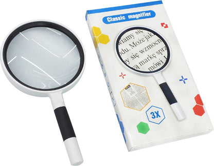 Luxury Magnifying Glass | Reading Magnifier | Handheld Magnifying Glass | Magnifying Glass | Insect Magnifying Glass | Magnifying Glass | 75 mm | 3X Magnification | Black and White