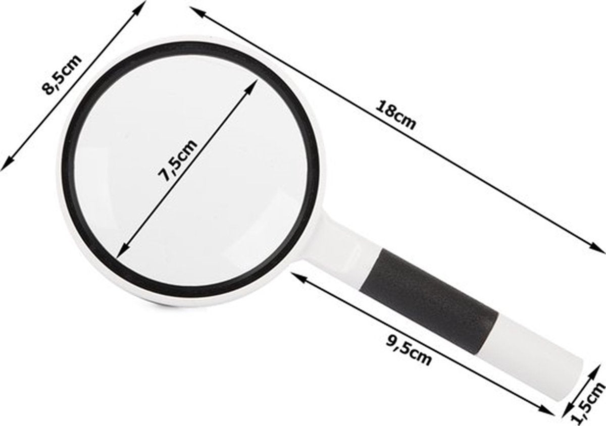Luxury Magnifying Glass | Reading Magnifier | Handheld Magnifying Glass | Magnifying Glass | Insect Magnifying Glass | Magnifying Glass | 75 mm | 3X Magnification | Black and White