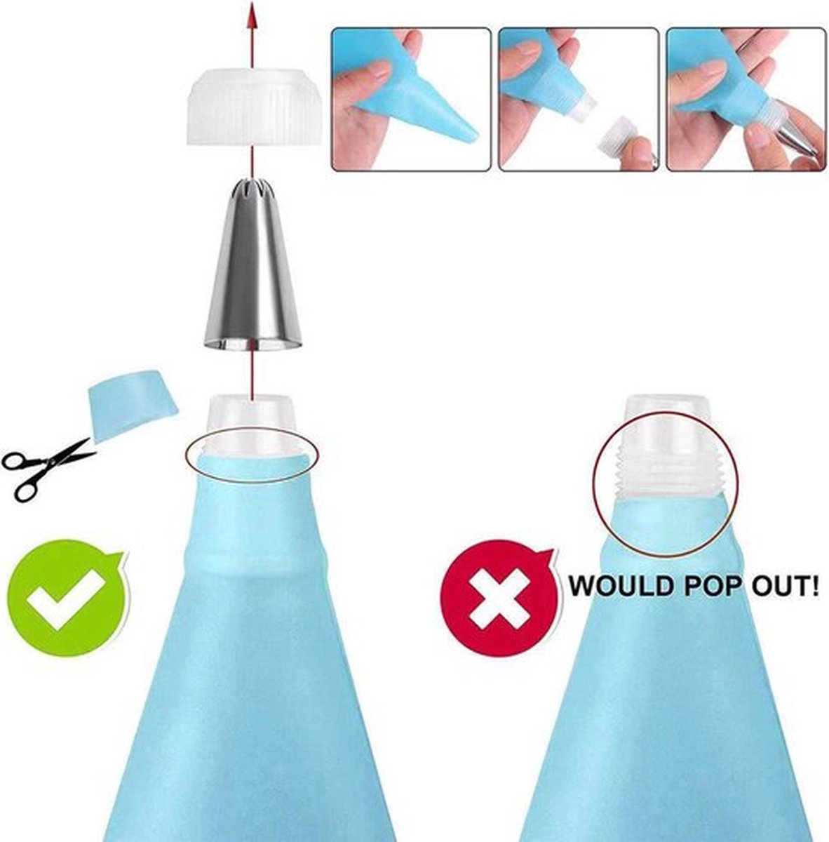 Piping Bag with 14 Nozzles | Decorating Piping Piper | Reusable | Whipped Cream Piping Piper | Blue