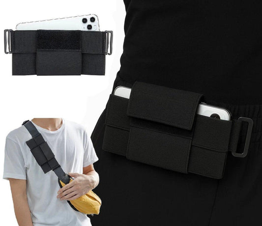 Elastic Sports Smartphone Pouch â Black Body-Hugging Storage Bag for Mobile Phone â Lightweight, Anti-Theft & Comfortable â Velcro Closure.