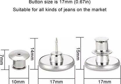 Jeans Button with Snap | Universal Jeans Button Pin | Jeans Buttons | Replacement Buttons | Jeans Button | Silver | 1 Piece
