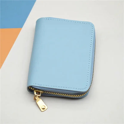 Card Holder with Anti-RFID | Credit Card Holder | With Cash Compartment | Card Holder - Wallet | PU Leather | Wallet | Light Blue