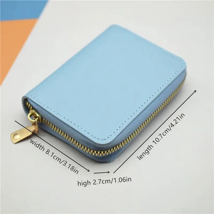 Card Holder with Anti-RFID | Credit Card Holder | With Cash Compartment | Card Holder - Wallet | PU Leather | Wallet | Light Blue