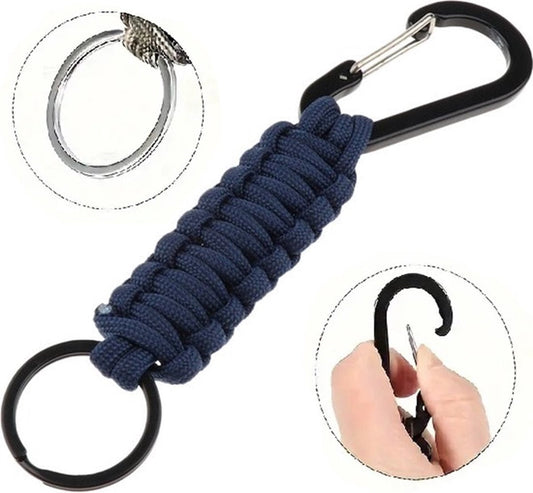 Paracord Survival Keychain with Carabiner | Emergency Kit | Extra Strong | Blue.