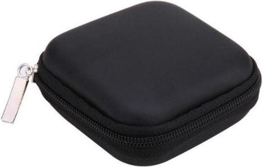 Hard Case Earphone Case | Storage Bag for Earphones | Cable Pouch | Storage Case for Cable | In-Ear Earphones | Key Holder | Coin Holder | Keys | Coins | Travel Bag | Black | Storage Bag | Storage Space | Phone Accessories | Electronics Protector.