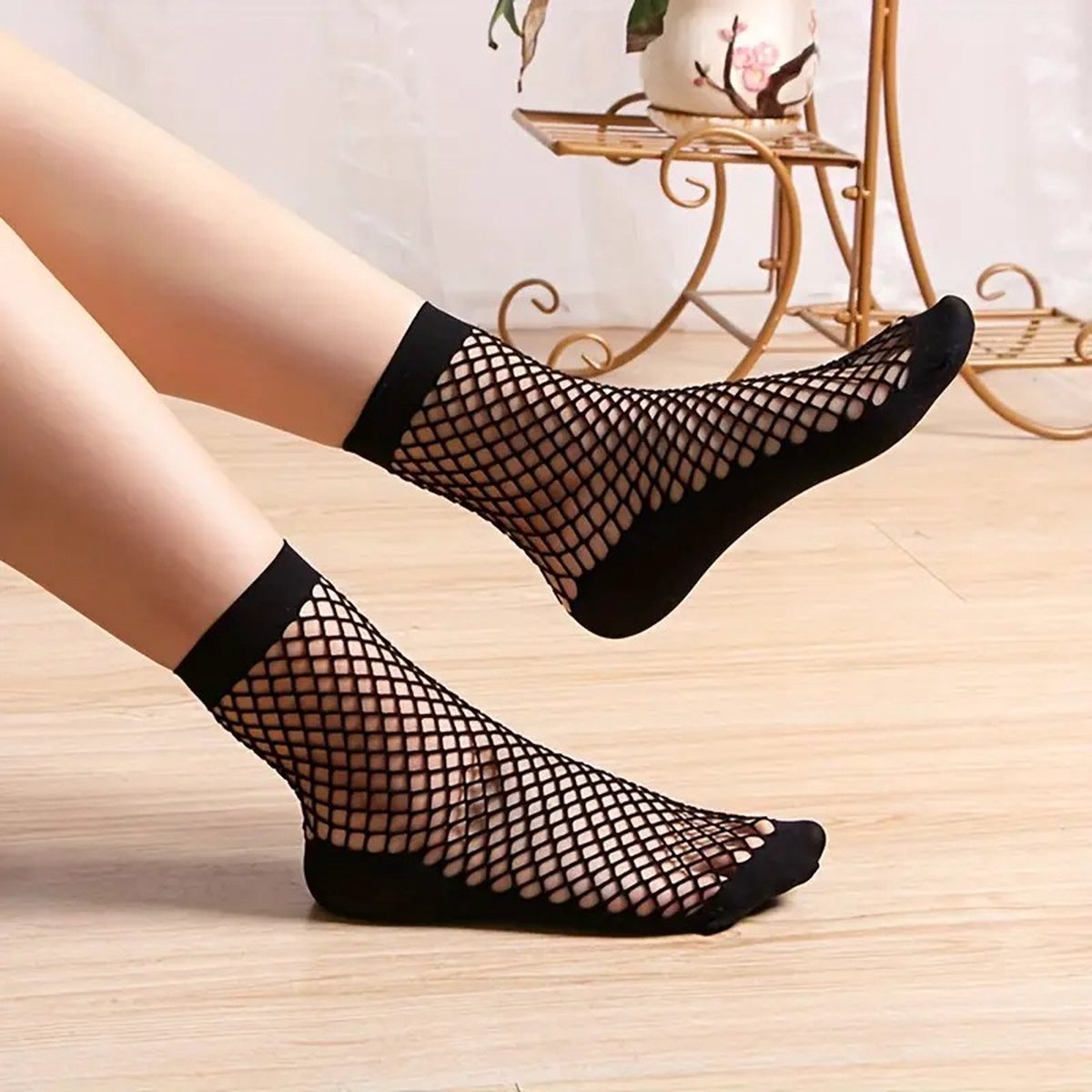 3 Pairs of Fishnet Socks for Women | Trendy Socks | Fishnet Stockings | Thin Mesh Socks | With Anti-slip | Soft & Lightweight | Size 36-42 | Black