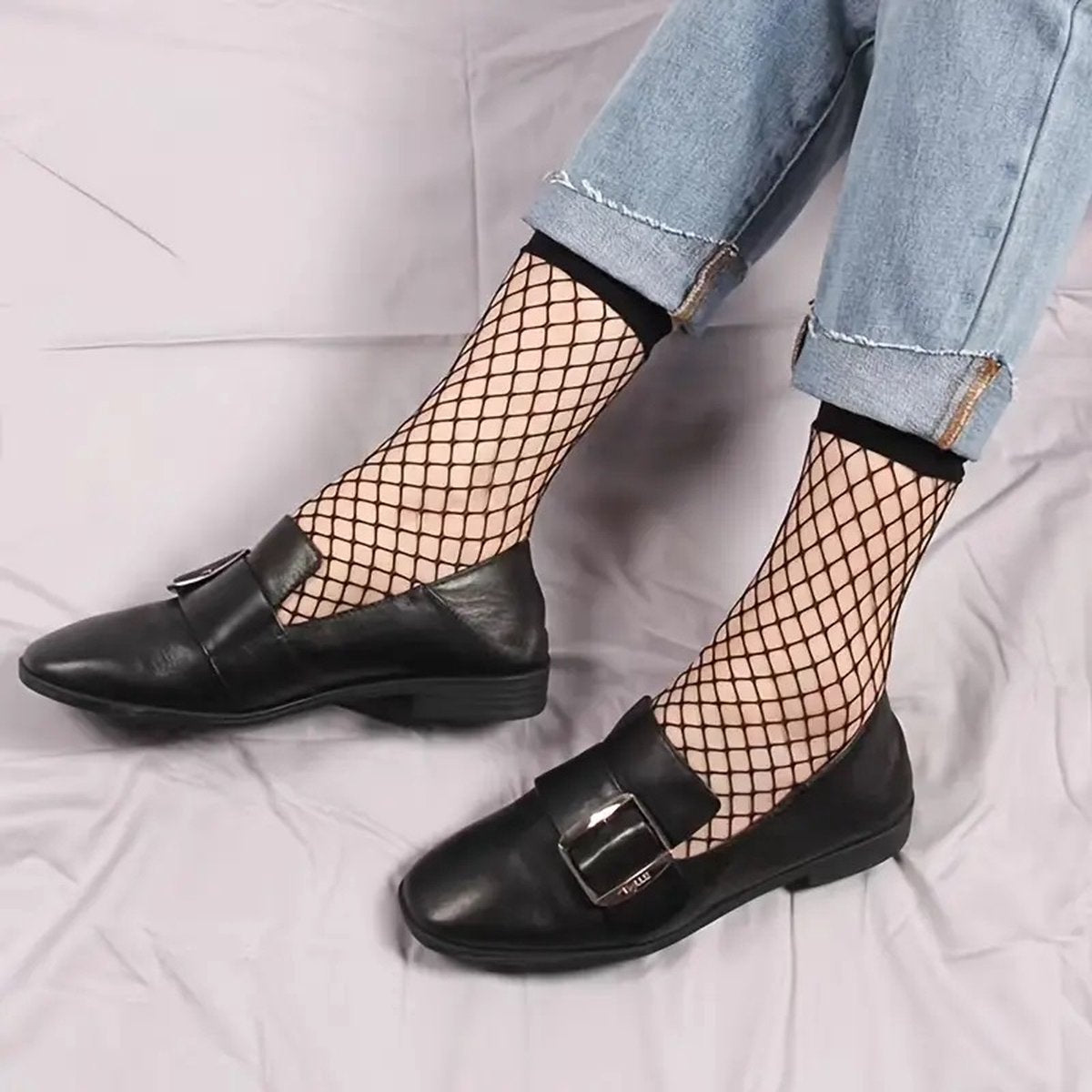 3 Pairs of Fishnet Socks for Women | Trendy Socks | Fishnet Stockings | Thin Mesh Socks | With Anti-slip | Soft & Lightweight | Size 36-42 | Black
