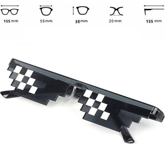 Marvies Thug Life Sunglasses | Black | 6 Pixels | Black | Sunglasses | Glasses