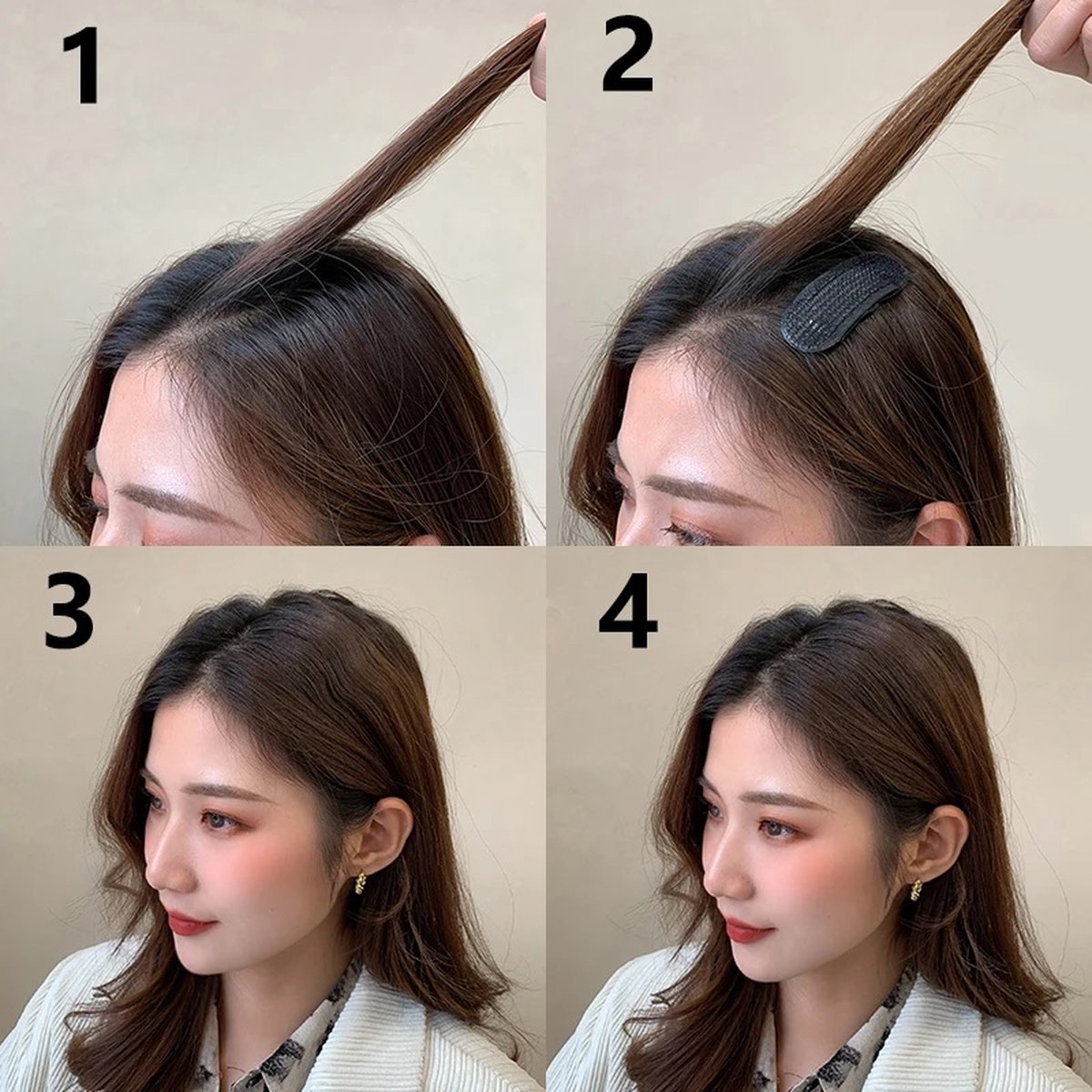 Set of 2 Hair Volume Clips | Invisible Hair Volume Enhancer | Invisible Hairpin | Hair Accessory | Brown