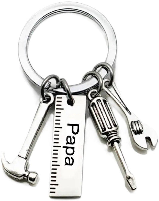 Keychain Dad The Handyman | Wrench Keychain I Key Holder II Love Dad I Father's Day Gift I Silver.