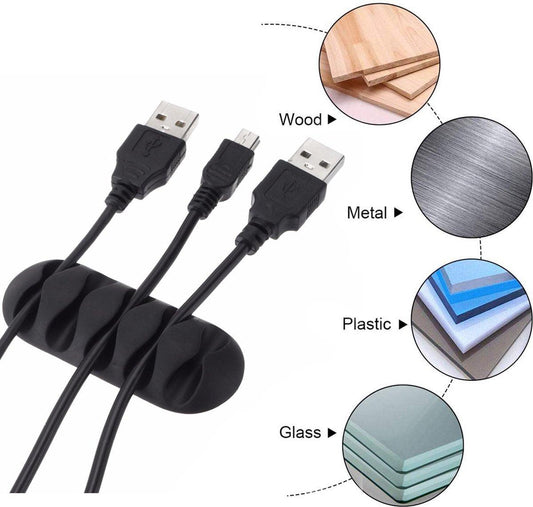 Self-Adhesive Cable Holder | Cable Organizer | Cable Clips | Self-Adhesive Cable Clips | Cable Holder | For 5 Cables | Black.